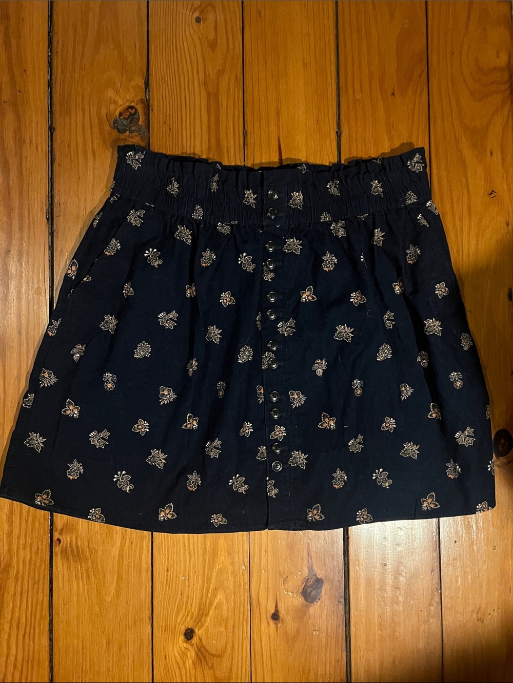 Madewell Navy Paperbag Button Front Skirt Size XL NWT